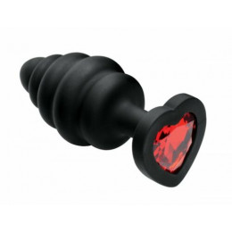 Анальная пробка силикон черного цвета с красным камнем L Isabella Sinclaire Heart Butt plug