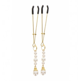 Затискачі на соски Taboom Tweezers With Pearls Gold 12 см – фото