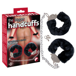 Наручники Bigger Furry Handcuffs, 6-12 см, черные – фото