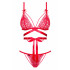 Комплект сексуальный, кружевной с лентами, красный, L/XL (39236) – фото 5