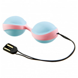 Вагинальные шарики Vibratissimo DuoBalls с вибрацией, голубые – фото