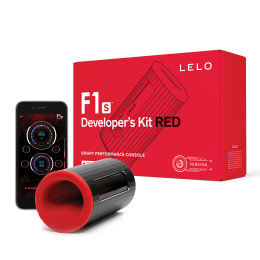 Набір мастурбатор, рукавички, очищувач Lelo F1S Developer's Kit Red з вібрацією і пульсацією, чорно-червоний