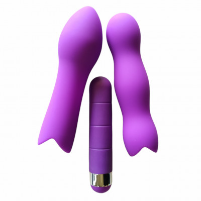 Вібропуля з двома насадками Odeco Qamra Kit фіолетового кольору (41977) – фото 1
