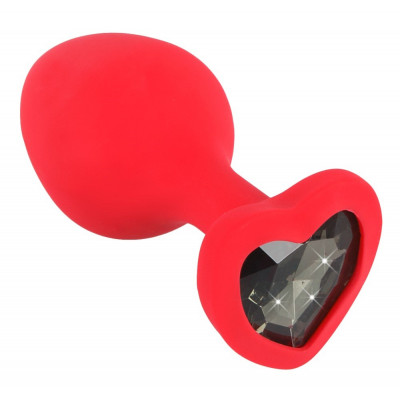 Анальная пробка со стразом в форме сердца, красная (39985) – фото 1
