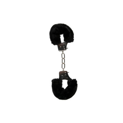 Наручники металлические Easytoys с плюшевыми манжетами, черного цвета (40156) – фото 1