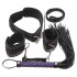 Набор БДСМ ошейник с поводком, наручники и плеть, черно-фиолетовый (40440) – фото 2