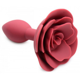 Анальная пробка силиконовая Booty Bloom Anal Plug с розой, красная