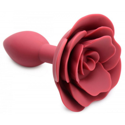 Анальна пробка силіконова Booty Bloom Anal Plug з трояндою, Червона (41277) – фото 1