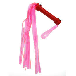 Плетка с неоновыми хвостами с красной рукояткой, 48 см