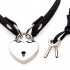 Чокер з сріблястим замком у формі серця, 2 ремінця і 2 ключа в комплекті, чорного кольору (41484) – фото 4