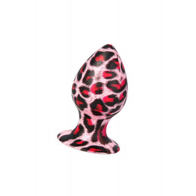 Анальна пробка рожева з леопардовим принтом, розмір м, 8.1 см х 4.1 см (43229) – фото 1