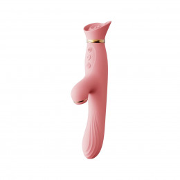 Вибратор с вакуумной стимуляцией клитора и подогревом ZALO ROSE RABBIT розового цвета – фото