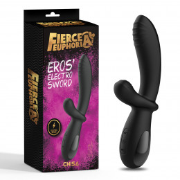 Вибратор-кролик с электростимуляцией Euphoria Eros'electro Sword, черного цвета, 19.3 см х 3.5 см – фото