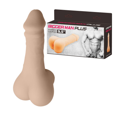 Мастурбатор-насадка на пенис Bigger Man бежевого цвета, 24 см х 5.2 см (44028) – фото 1
