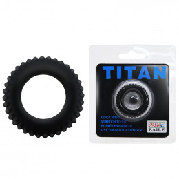 Эрекционное кольцо TITAN Cock из силикона, черное – фото