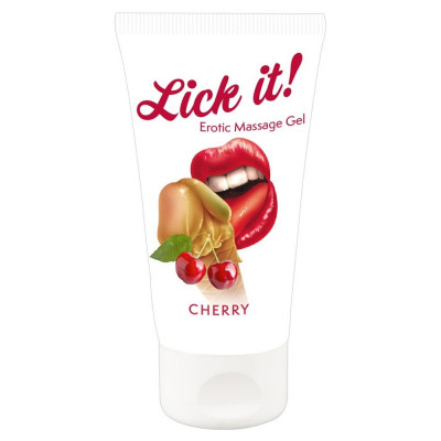 Масажний гель-лубрикант Lick It! Cherry зі смаком вишні, 50 мл (44092) – фото 1
