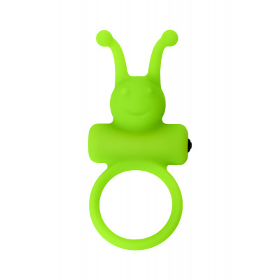 Эрекционное виброкольцо на пенис с усиками из силикона, зеленое, 3.1 см (43814) – фото 1