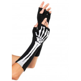 Перчатки без пальцев Leg Avenue Skeleton Fingerless Gloves, черные, O/S – фото
