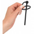 Полый уретральный катетер для Piss Play с кольцом на пенис, черный, 12 см х 0.6 см (52596) – фото 3