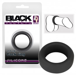 Эрекционное кольцо Black Velvets Cock Ring черное, 3.2 см