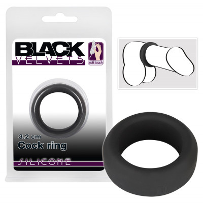 Ерекційне кільце Black Velvets Cock Ring чорне, 3.2 см (53430) – фото 1