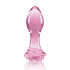 Анальная пробка из стекла, 3.9 см х 8.9 см, Crystal Rose с ограничителем в форме розы, розовая (203659) – фото 3