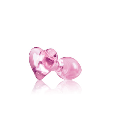 Анальная пробка из стекла, 3 см х 8.7 см, Crystal Heart с ограничителем в форме сердца, розовая (203662) – фото 1