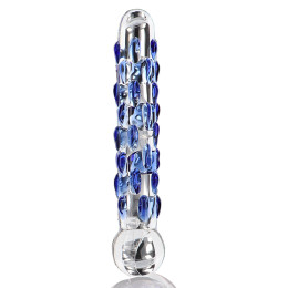 Фалоімітатор скляний з рельєфом Diamond Dazzler прозорий з блакитним, 18 см х 3.5 см