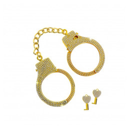Наручники со стразами Taboom Diamond Wrist Cuffs Gold с 2 ключами, 6.5 см – фото