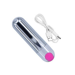 Вибропуля -Strong Bullet Vibrator, серебряно-розовая – фото