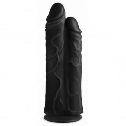 Двойной фаллоимитатор реалистичный Master Cock, черный, 25 х 9 см – фото