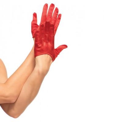 Рукавички сексуальні One Size Mini Cropped Satin Gloves від Leg Avenue, червоні (53139) – фото 1