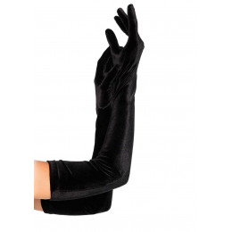 Перчатки сексуальные Stretch Velvet Opera Length Gloves от Leg Avenue, черные – фото
