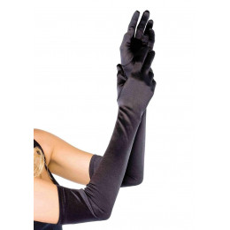 Рукавички сексуальні One Size Extra Long Opera length Satin Gloves від Leg Avenue, чорні – фото