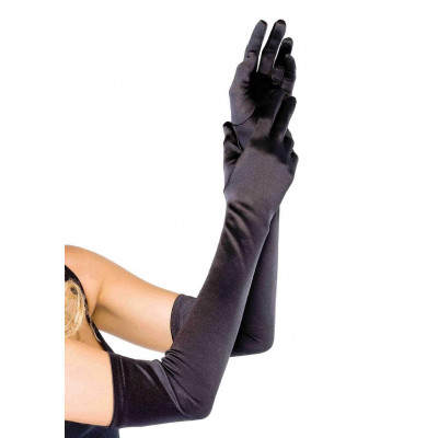 Перчатки сексуальные One Size Extra Long Opera Length Satin Gloves от Leg Avenue, черные (53135) – фото 1