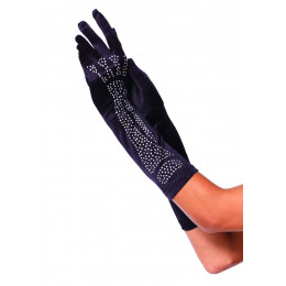 Рукавички зі стразами Skeleton Bone Elbow Length Gloves від Rhinestone Leg Avenue, чорні – фото