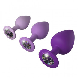 Набор анальных пробок с камнями Her Little Gems от Pipedream, фиолетовые – фото