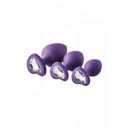 Набір анальних пробок з кристалами Dream Toys Flirts, фіолетові – фото