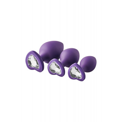 Набір анальних пробок з кристалами Dream Toys Flirts, фіолетові (53341) – фото 1