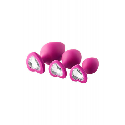 Набір анальних пробок з кристалами Dream Toys Flirts, рожеві (53340) – фото 1
