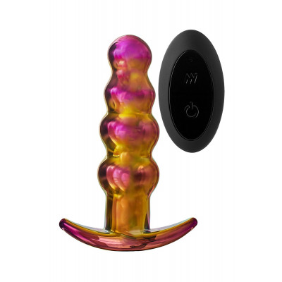 Анальная пробка с вибрацией Glamour Glass от Dream Toys, стеклянная, разноцветная, 14 х 3.5 см (53351) – фото 1