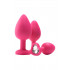 Набір анальних пробок з кристалами Dream Toys Flirts, рожеві (53340) – фото 6