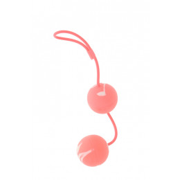 Вагинальные шарики розовые на мягкой сцепке Marbelized DUO BALLS