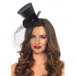 Мини-цилиндр женский Mini Glitter Top Hat от Leg Avenue, черные