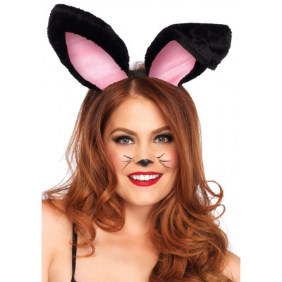 Вушка кролика One Size Plush Bunny Rabbit Ears Headband від Leg Avenue, рожево-чорні (53122) – фото 1