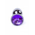 Анальная пробка S с фиолетовым камнем, темно-серебряная, металлическая, 7 х 2.7 см (207216) – фото 3