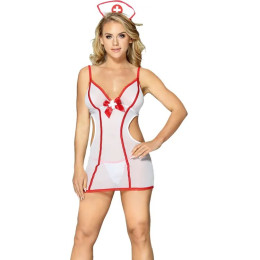 Эротичный костюм медсестры L/XL Sunspice, белый, 3 предмета – фото