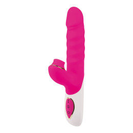 Вибратор-кролик с функцией толчков Clit Kisser Thruster Chisa, силиконовый, розовый, 23 х 3.4 см – фото
