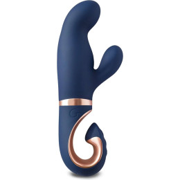 Вібратор-кролик з вигнутою ручкою Gentley G-Vibe, силіконовий, синій, 20 х 4.2 см – фото
