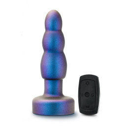 Анальна пробка з вібрацією і обертовими кульками Anal Adventures Blush, з пультом, силіконова, фіолетова, 14.5 х 3.8 см